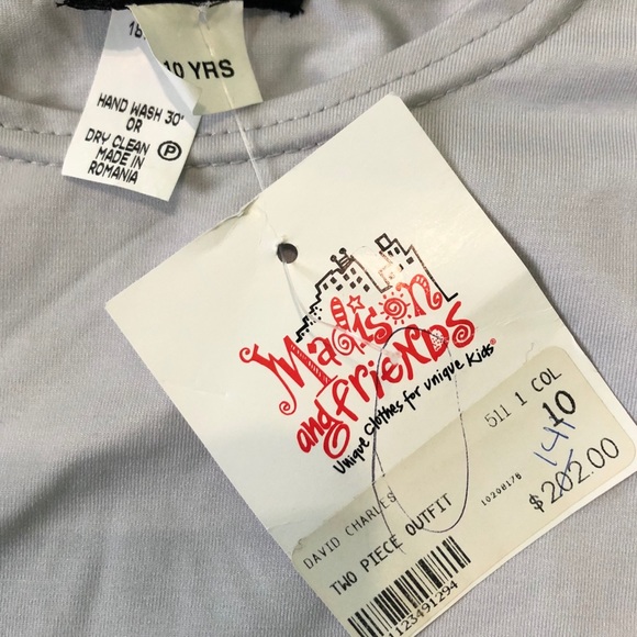 NWT David Charles Fur Stretch Gray Shirt Girl M 10 - Picture 3 of 3